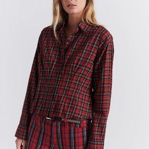 Current/Elliott Long Sleeve Button Down Shirt w/ Red Tartan Plaid (Size S)